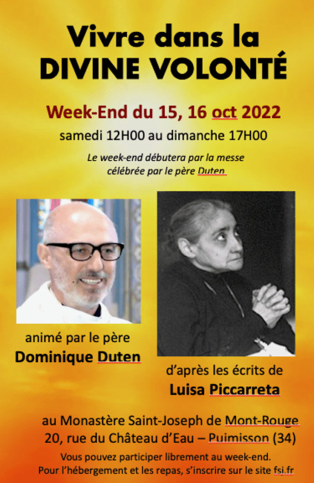 VIVRE DANS LA DIVINE VOLONTÉ - OCTOBRE 2022 - Missionnaires de la ...